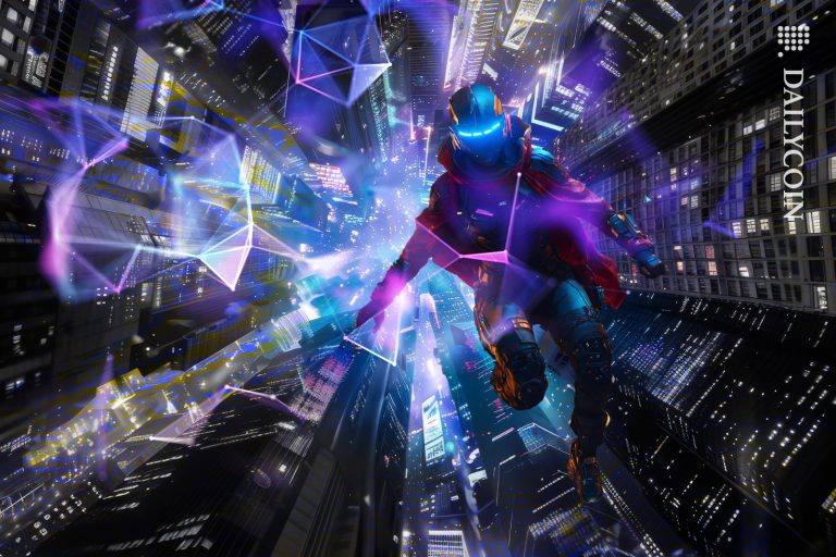 HBAR Tests $0.10 Floor As ETFs Hit Two-Month Record Cyber girl in air causing a glitch in the city and the defi network.